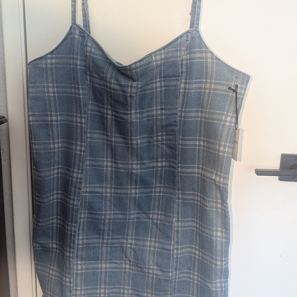 Blue Plaid Spaghetti Strap Dress - Picture 1 of 4